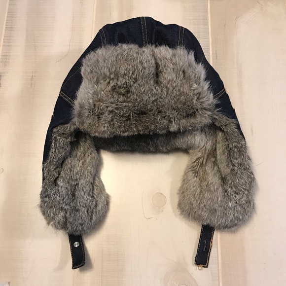 Mad Bomber Hat Blue Denim Gray Rabbit 